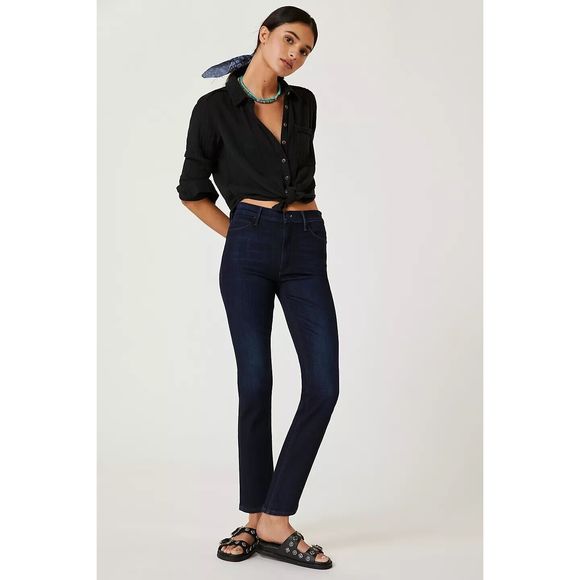MOTHER Denim - Anthropologie MOTHER The Dazzler High-Rise Straight Ankle Jeans
